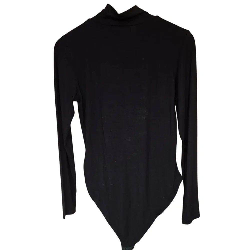 Mangopop Large Black Fitted Turtleneck Bodysuit [0113] - Picture 3 of 11